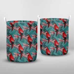 Beautiful Watercolor Seamless Pattern Macaw Parrot Laundry Basket