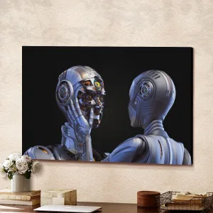 3D Render Two Detailed Cyborgs Man Canvas Wall Art Home Decor