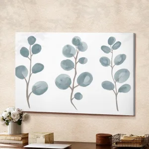 A Set Of Watercolor Twigs Of Round-Leaved Silver Eucalyptus Canvas