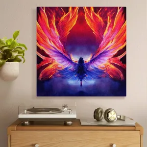 3D Illustration Glowing Bright Phoenix Rising Canvas Wall Art Home Decor