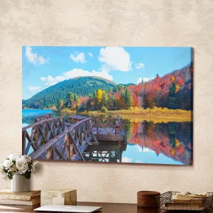 Abant Lake Autumn Forest Landscape Reflection Canvas Wall Art Home Decor