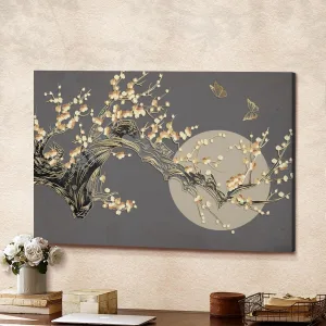 3d Illustration Dark Background Embossed Golden Canvas Wall Art Home Decor