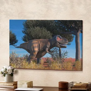 3D Dinosour Life In Forest Canvas Wall Art Home Decor