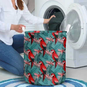 Beautiful Watercolor Seamless Pattern Macaw Parrot Laundry Basket