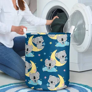 Hand Drawn Cute Koala And Moon Pattern Laundry Basket