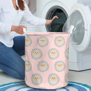 Pattern With Cute Sheep. Warm And Delicate Light Shades Laundry Basket