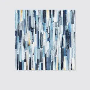 Abstract Art Background With Multicolored Stripes And Teals. Ink On Paper Canvas