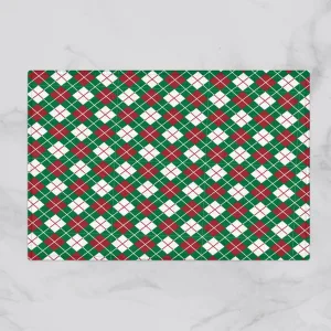 Red And Green Checkered Pattern Welcomes The Christmas Season Door Mat