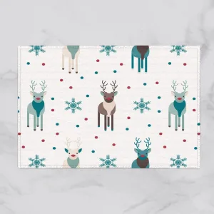 Reindeer Christmas Glittering Snowflakes On The Moon Background Door Mat