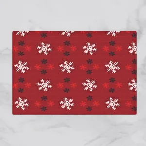 Christmas Eve Sparkling Snowflakes On A Red Background Door Mat