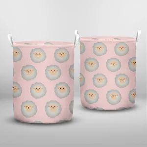 Pattern With Cute Sheep. Warm And Delicate Light Shades Laundry Basket