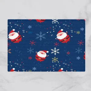 Santa Claus With Christmas Wishes On A Blue Background Door Mat