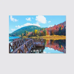 Abant Lake Autumn Forest Landscape Reflection Canvas Wall Art Home Decor